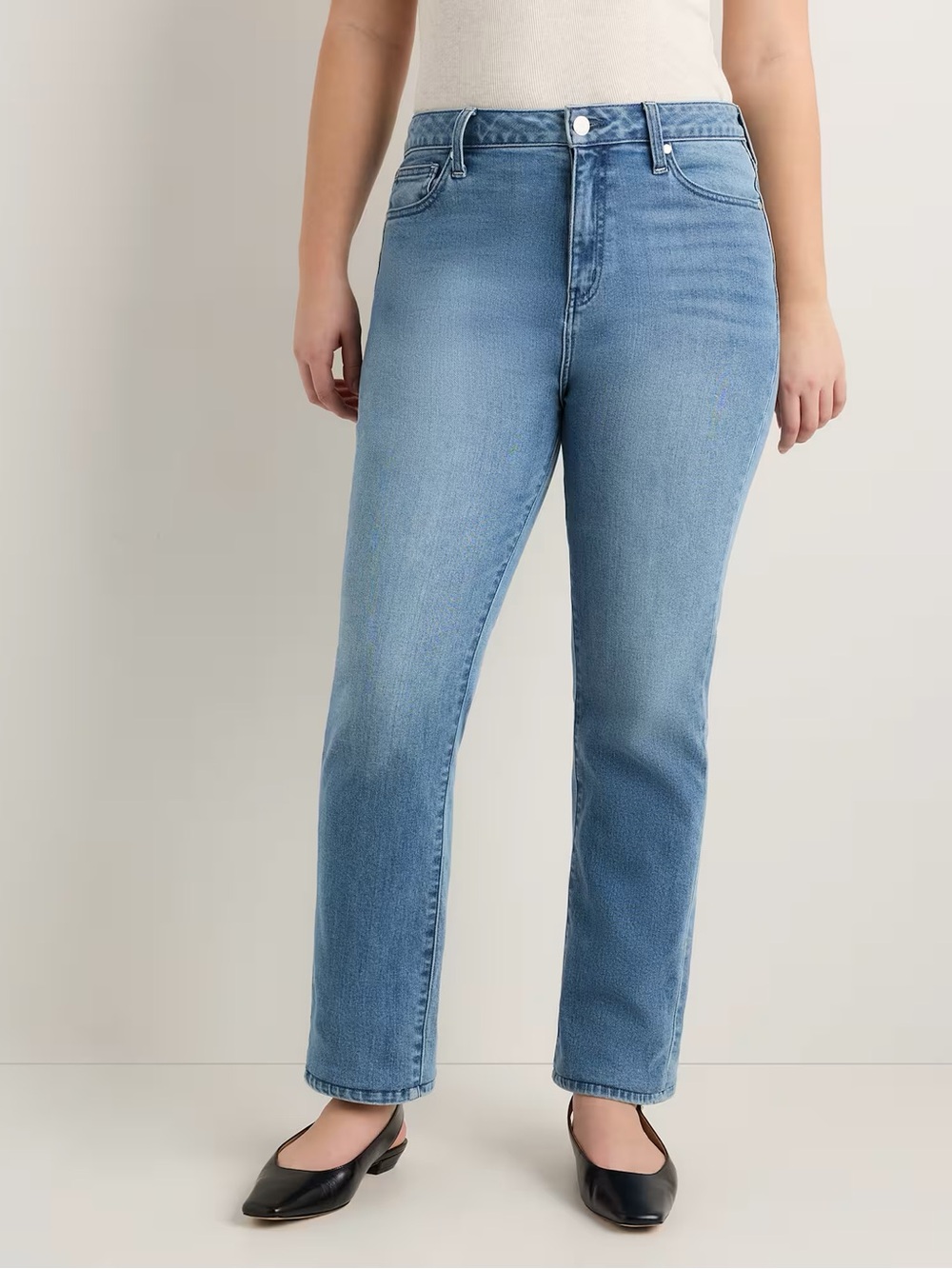 NWT Quince Curvy Bella Stretch Straight Jeans Size 30 Seaside Blue Preppy Casual